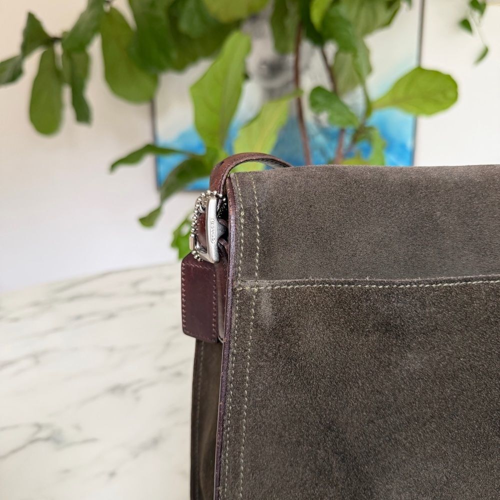 COACH Vintage Monterrey Flap Suede Crossbody Bag Loden Olive Green 6148 90's Y2K - Picture 14 of 16
